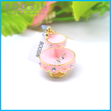 Joyería para niños Pink Cake Stand Metal Charm # 19535